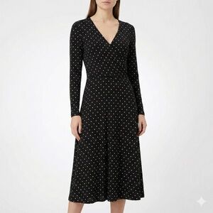 OLD NAVY Easy Care Rayon Blend Long Sleeve Polka Dot Dress Surplice Front Sz XLT